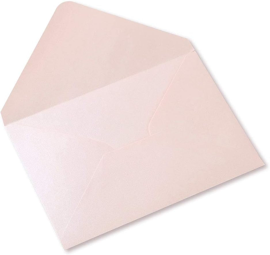 50 Pcs/Pack A7 Envelopes, 5.25 X 7.5'' Shiny Blush Pink Envelopes, Perfect for 5 X 7'' Wedding Invitation Cards, Graduation Invite, Acrylic Invitations, Photos