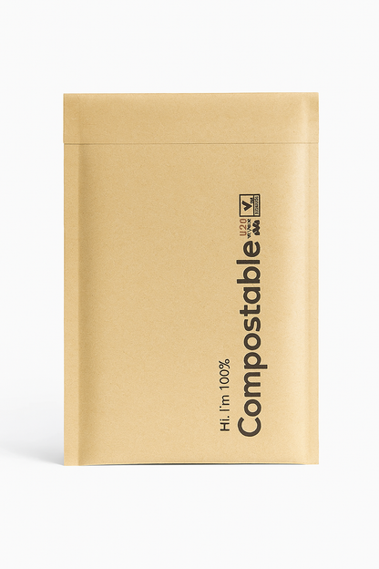 4X8 100% Biodegradable Bubble Mailers,25 Count Kraft Brown Compostable Padded Packaging