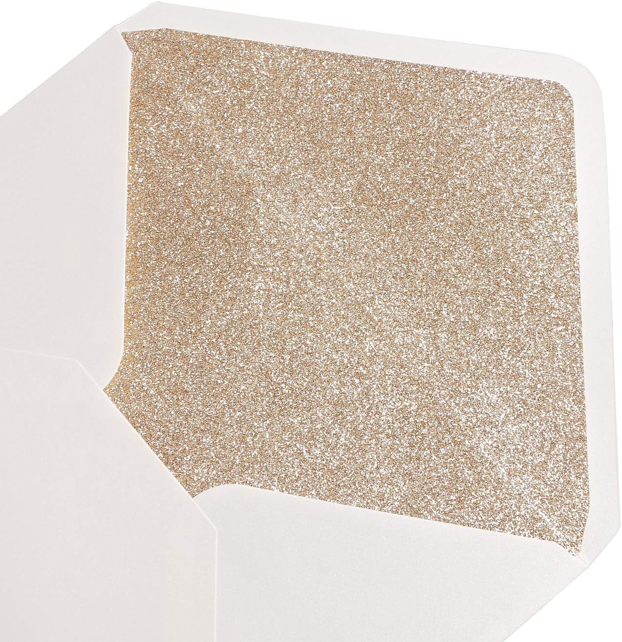 50 Pieces/Lot A7 Envelopes, 5.25 X 7.5'' Gold Glitter Shinny Envelopes, Perfect for 5X7'' Weddings, Invitation Cards,Graduation Invite
