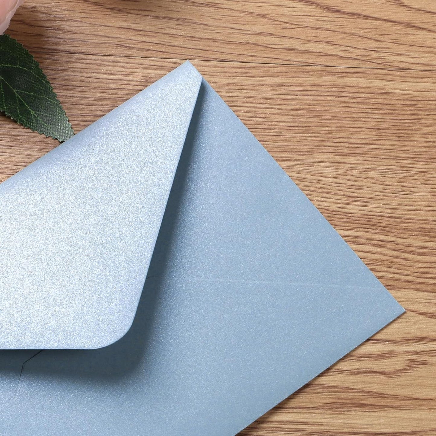 50 Pieces/Lot A7 Envelopes, 5.25 X 7.48'' Sparkle Dusty Blue Envelopes Perfect for 5X7 Weddings Invitation Cards, Graduation Invite (Pearl White Liner + Sparkly Dusty Blue)