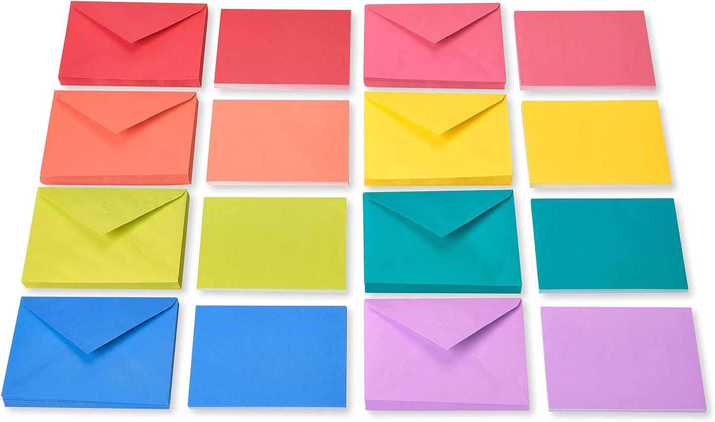 Single Panel Blank Cards with Envelopes, Rainbow Colors (200-Count)