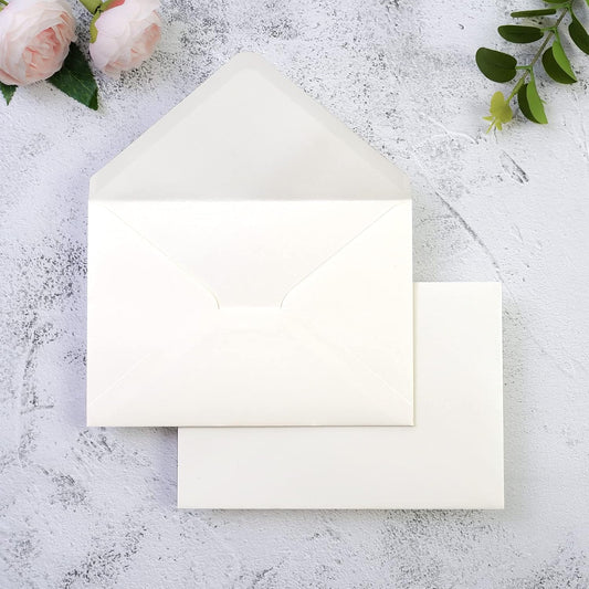 50 Pcs/Pack A7 Envelopes, 5.25 X 7.48'' Shimmer Ivory Envelope, Perfect 5X7 Envelopes for Wedding Invitation Cards, Christmas Gift Cards Envelope, Acrylic Invitations, Photos