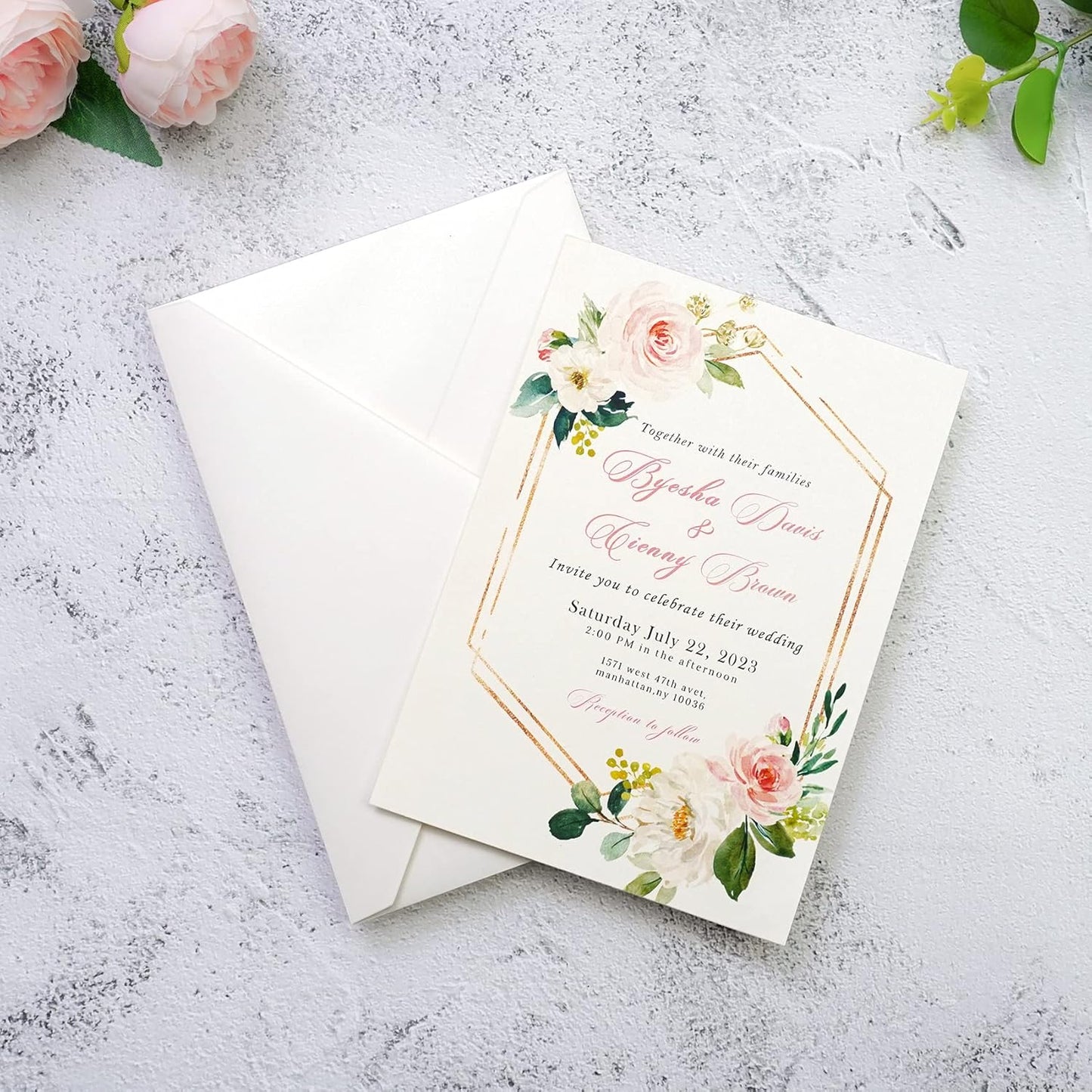 50 Pcs/Pack A7 Envelopes, 5.25 X 7.48'' Shimmer Ivory Envelope, Perfect 5X7 Envelopes for Wedding Invitation Cards, Christmas Gift Cards Envelope, Acrylic Invitations, Photos