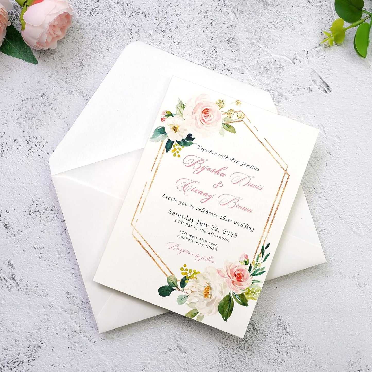 50 Pcs/Pack A7 Envelopes, 5.25 X 7.48'' Shimmer Ivory Envelope, Perfect 5X7 Envelopes for Wedding Invitation Cards, Christmas Gift Cards Envelope, Acrylic Invitations, Photos