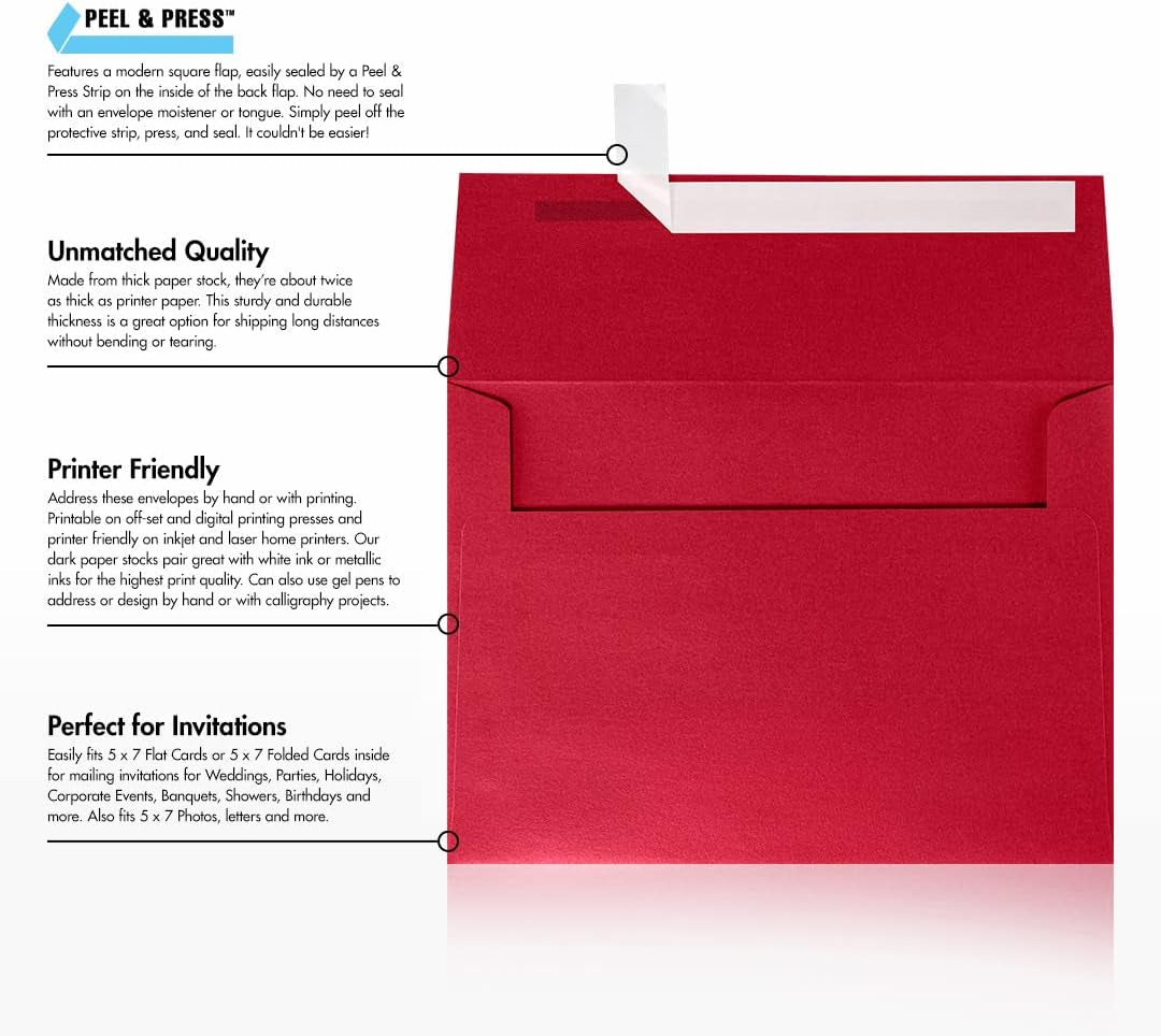 Luxpaper A7 Invitation Envelopes | Peel & Press | 5 1/4" X 7 1/4" | Jupiter Metallic | 80Lb. Text | 50 Qty