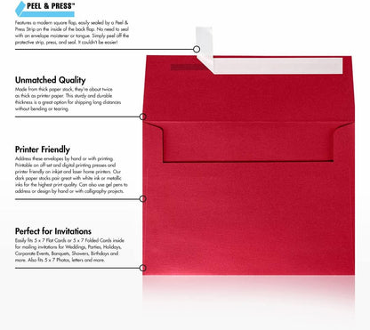 Luxpaper A7 Invitation Envelopes | Peel & Press | 5 1/4" X 7 1/4" | Jupiter Metallic | 80Lb. Text | 50 Qty