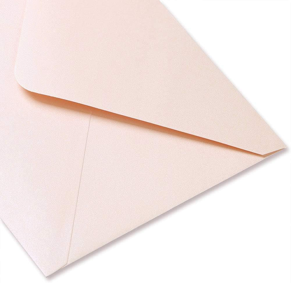 50 Pcs/Pack A7 Envelopes, 5.25 X 7.5'' Shiny Blush Pink Envelopes, Perfect for 5 X 7'' Wedding Invitation Cards, Graduation Invite, Acrylic Invitations, Photos