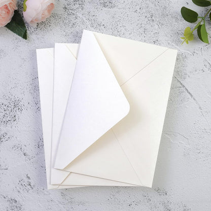 50 Pcs/Pack A7 Envelopes, 5.25 X 7.48'' Shimmer Ivory Envelope, Perfect 5X7 Envelopes for Wedding Invitation Cards, Christmas Gift Cards Envelope, Acrylic Invitations, Photos