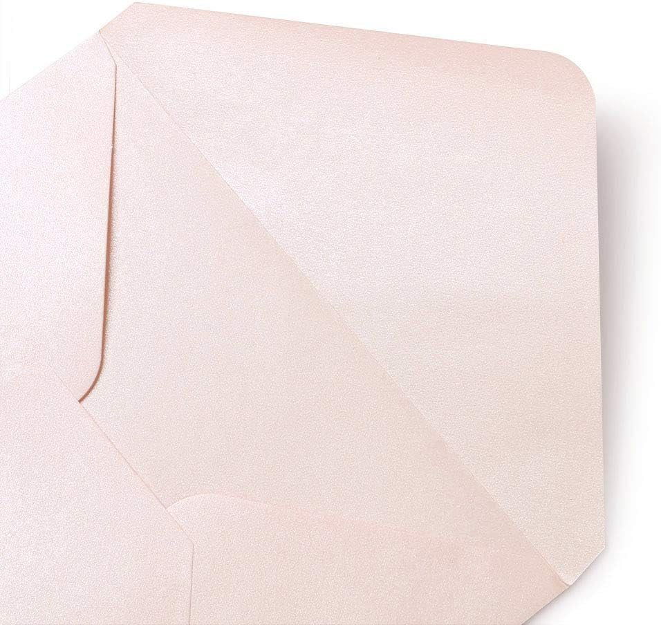 50 Pcs/Pack A7 Envelopes, 5.25 X 7.5'' Shiny Blush Pink Envelopes, Perfect for 5 X 7'' Wedding Invitation Cards, Graduation Invite, Acrylic Invitations, Photos