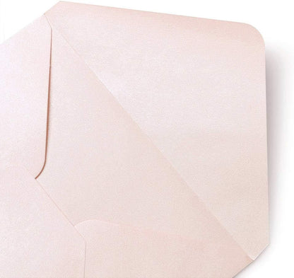 50 Pcs/Pack A7 Envelopes, 5.25 X 7.5'' Shiny Blush Pink Envelopes, Perfect for 5 X 7'' Wedding Invitation Cards, Graduation Invite, Acrylic Invitations, Photos