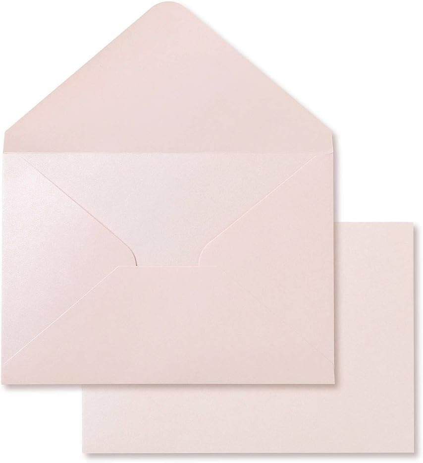 50 Pcs/Pack A7 Envelopes, 5.25 X 7.5'' Shiny Blush Pink Envelopes, Perfect for 5 X 7'' Wedding Invitation Cards, Graduation Invite, Acrylic Invitations, Photos