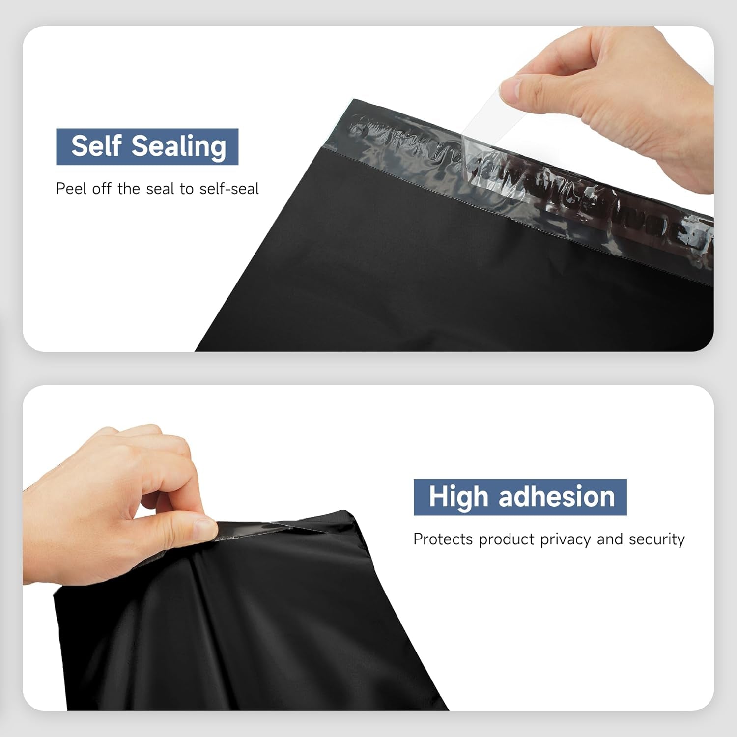 100 Large Poly Mailers 10X13 Shipping Bags for Small Business – Self Sealing Package Envelopes (10 X 13 Pack of 100, Black)